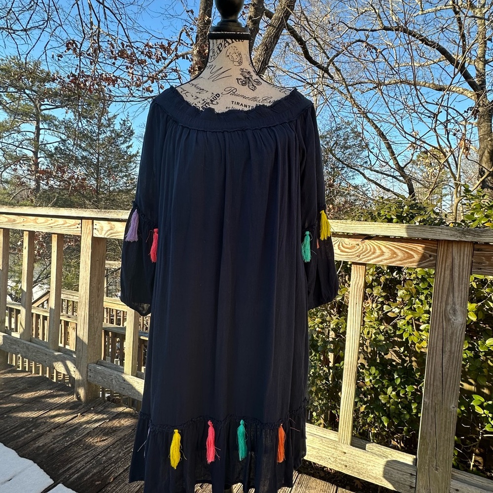 Navy Tunic Dress With Accents